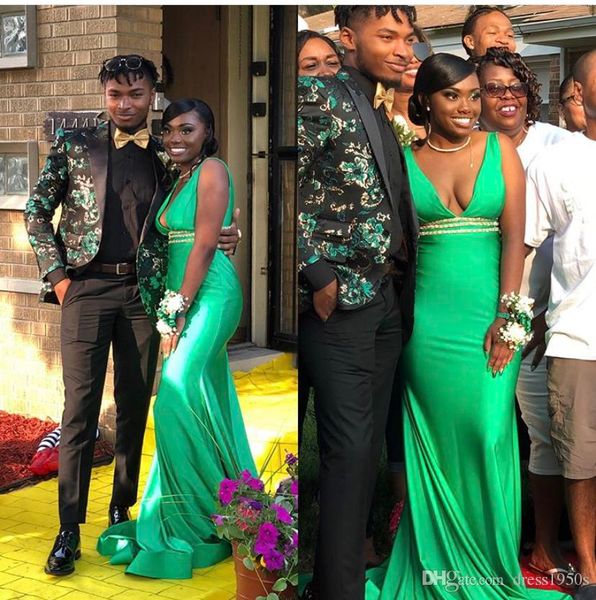 green mermaid prom dresses v neck sleeveless sweep strain plus size simple long formal evening dress party gowns custom vestidos, Black
green mermaid prom dresses v neck sleeveless sweep strain plus size simple long formal evening dress party gowns custom vestidos, Black