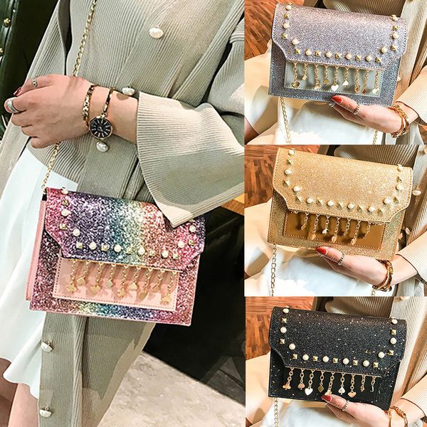 fashion casual women sequin chain colorful small square bag wild shoulder messenger bag for 2019
fashion casual women sequin chain colorful small square bag wild shoulder messenger bag for 2019