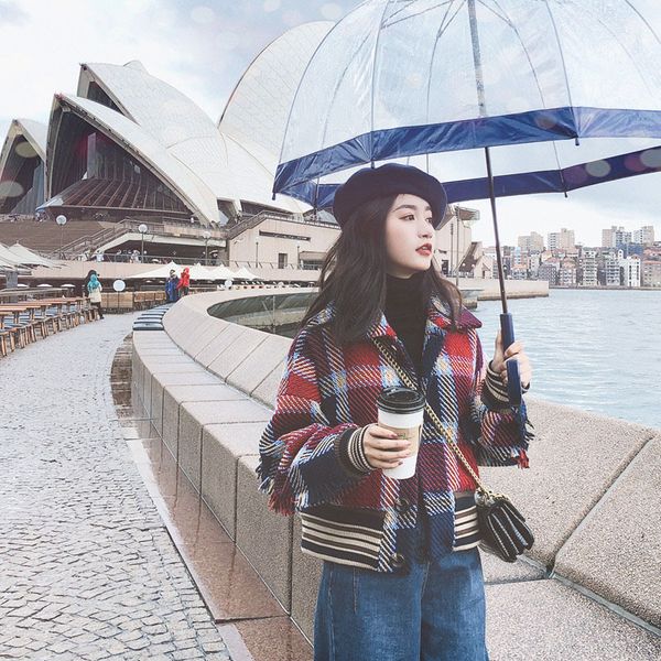 women plaid woolen jacket autumn winter warm plaid coat big size new arrival 2018, Black
women plaid woolen jacket autumn winter warm plaid coat big size new arrival 2018, Black
