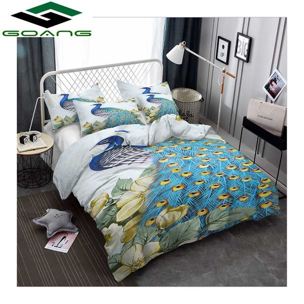 goang 3d bedding sets digital printing blue peacock 2019 europe and america new design home textiles animal pattern
goang 3d bedding sets digital printing blue peacock 2019 europe and america new design home textiles animal pattern
