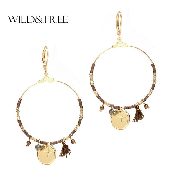 wild&women brown beads circle earrings bohemian jewelry handmade small tassel round pendant dangle drop earrings, Silver
wild&women brown beads circle earrings bohemian jewelry handmade small tassel round pendant dangle drop earrings, Silver