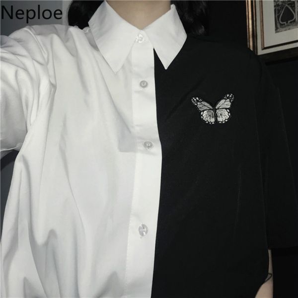women's blouses & shirts neploe women blouse korean contract color patchwork 2021 summer short sleeve butterfly embroidery blusas mujer, White
women's blouses & shirts neploe women blouse korean contract color patchwork 2021 summer short sleeve butterfly embroidery blusas mujer, White