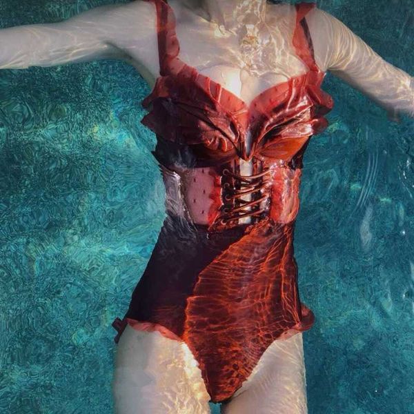 ins shoulder caramel size chest swimsuit lace lace one-piece spring swimsuit female, White;black
ins shoulder caramel size chest swimsuit lace lace one-piece spring swimsuit female, White;black