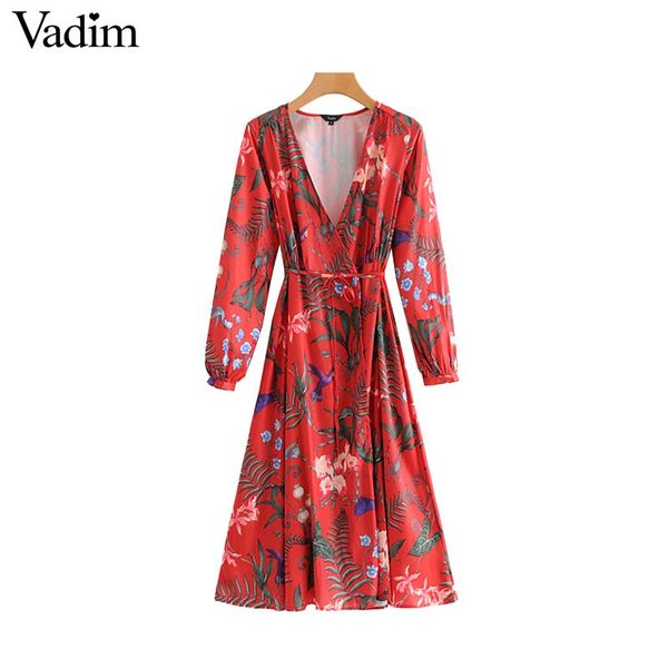 vadim women floral print wrap dress v neck cross design bow tie long sleeve female casual red mid calf dresses vestidos qb069, Black;gray
vadim women floral print wrap dress v neck cross design bow tie long sleeve female casual red mid calf dresses vestidos qb069, Black;gray