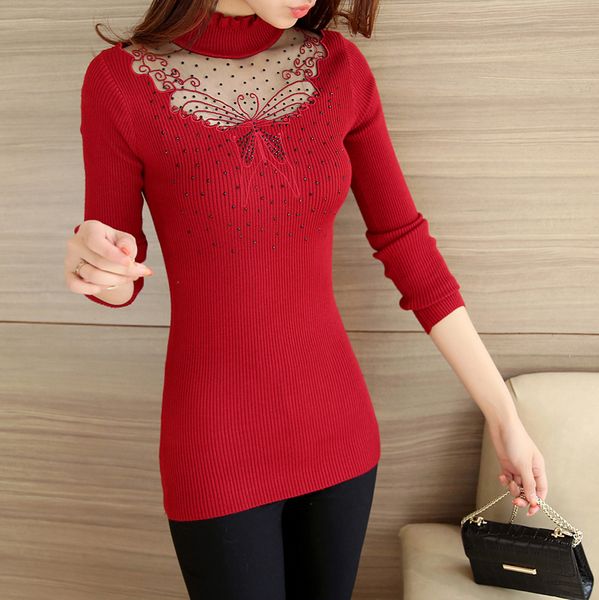 3236 -2019 half lotus leaf lace butterfly turtleneck beaded stretch sweater knit turtleneck vertical stripes, Black
3236 -2019 half lotus leaf lace butterfly turtleneck beaded stretch sweater knit turtleneck vertical stripes, Black