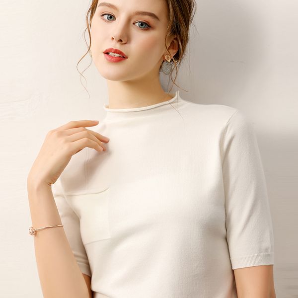 bareskiy cashmere sweater women's short sleeve solid color slim half sleeve joker slim women's stretch sweater, White;black
bareskiy cashmere sweater women's short sleeve solid color slim half sleeve joker slim women's stretch sweater, White;black