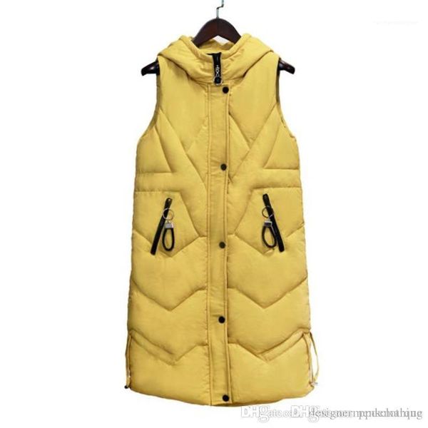 sleeveless solid color long hooded womens coats casual ladies loose outerwear thick designer women down vest winter, Black;white
sleeveless solid color long hooded womens coats casual ladies loose outerwear thick designer women down vest winter, Black;white