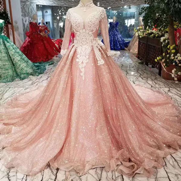shiny luxury evening dress with long train high neck long sleeves lace up back muslim prom dress long a-line dress 2019 dubai, Black
shiny luxury evening dress with long train high neck long sleeves lace up back muslim prom dress long a-line dress 2019 dubai, Black
