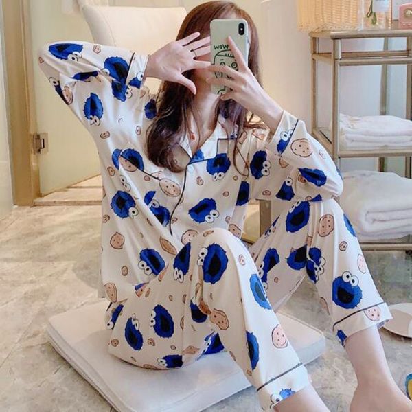 women pajamas set spring autumn new thin cartoon printed long sleeve cute sleepwear casual homewear female pyjamas, Black;red
women pajamas set spring autumn new thin cartoon printed long sleeve cute sleepwear casual homewear female pyjamas, Black;red