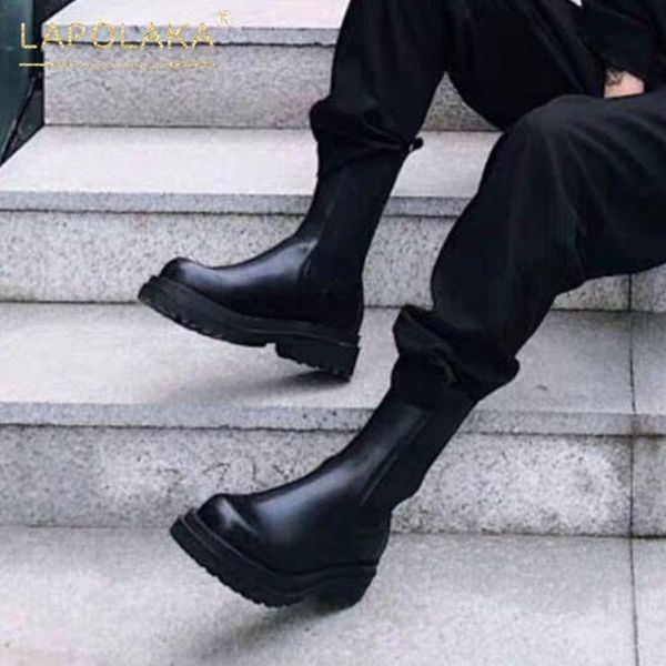 lapolaka 2020 new fashion concise shoes woman boots female slip on flat platform casual mid calf boots women shoes, Black
lapolaka 2020 new fashion concise shoes woman boots female slip on flat platform casual mid calf boots women shoes, Black