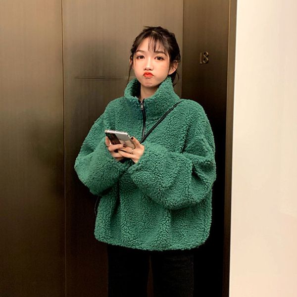 женская осень зима новый имитация моды lamb волос пуловер толстовка женский корейский сыпучие половина молния с длинными рукавами top ml241, Black 
женская осень зима новый имитация моды lamb волос пуловер толстовка женский корейский сыпучие половина молния с длинными рукавами top ml241, Black