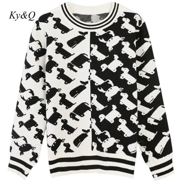 brand designer elegant 2019 autumn winter new women's pullover sweaters long-sleeved puppy jacquard embroidery o-neck knit top, White;black
brand designer elegant 2019 autumn winter new women's pullover sweaters long-sleeved puppy jacquard embroidery o-neck knit top, White;black