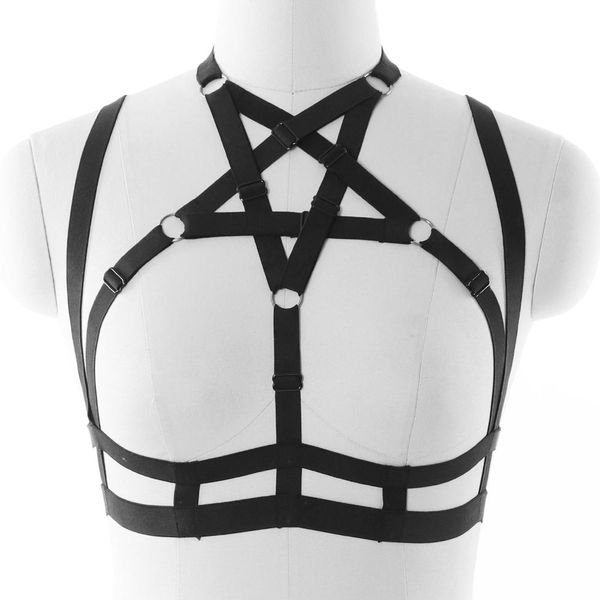 lingerie woman harness bra pastel goth black pentagram cage bra bondage body harness belt punk open chest star body cage, Black;white
lingerie woman harness bra pastel goth black pentagram cage bra bondage body harness belt punk open chest star body cage, Black;white