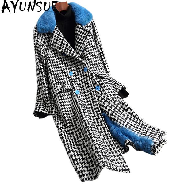 women's fur & faux ayunsue 2021 wool blends coats natural lamb liner houndstooth real coat winter jacket women mink collar 18629 yq2030, Black
women's fur & faux ayunsue 2021 wool blends coats natural lamb liner houndstooth real coat winter jacket women mink collar 18629 yq2030, Black