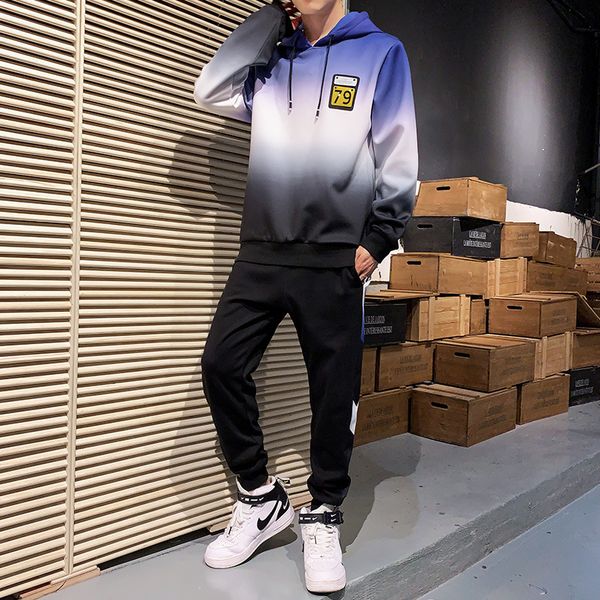 2019 new autumn men sportswear hooded hoodie sweatshirt+pant running jogger casual fitness athletic set sport suit tracksuit, Black;blue
2019 new autumn men sportswear hooded hoodie sweatshirt+pant running jogger casual fitness athletic set sport suit tracksuit, Black;blue