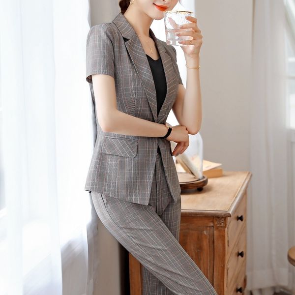 occupation suit-dress 2019 short sleeve sleeved summer lattice suit small temperament slim two-piece set office business suit, White
occupation suit-dress 2019 short sleeve sleeved summer lattice suit small temperament slim two-piece set office business suit, White