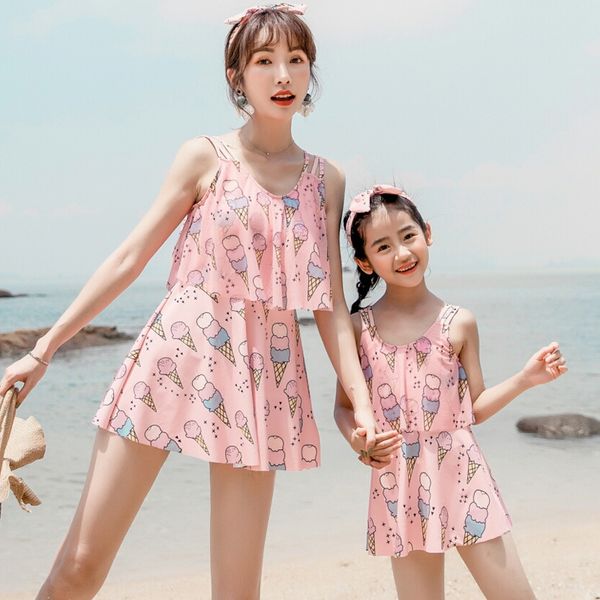 women's one-piece parent-child swim swim suit conservative belly-covering women's spring skirt girl girl's swimming suit, White;black
women's one-piece parent-child swim swim suit conservative belly-covering women's spring skirt girl girl's swimming suit, White;black