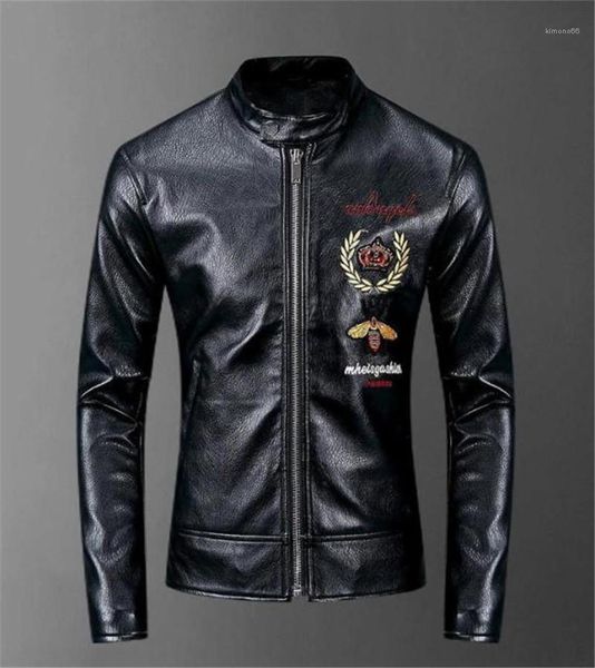autumn pu mens jackets slim embroidery printed stand collar long sleeve mens coats casual designger mens bomber jackets, Black
autumn pu mens jackets slim embroidery printed stand collar long sleeve mens coats casual designger mens bomber jackets, Black