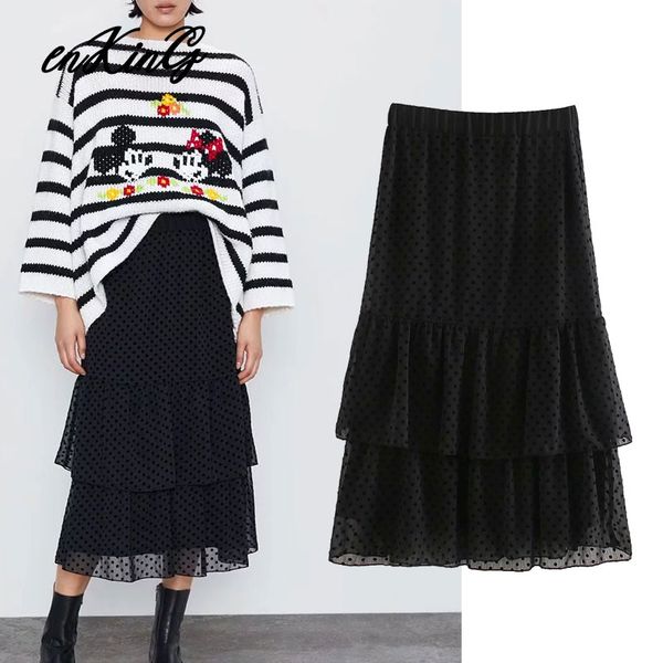 2020 spring england vintage polka dot cascading cake midi skirt women faldas mujer moda long skirts womens, Black
2020 spring england vintage polka dot cascading cake midi skirt women faldas mujer moda long skirts womens, Black