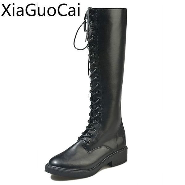 knee high boots women's motorcycle boots straps rubber short plush cross-tied pu leather female waterproof, Black
knee high boots women's motorcycle boots straps rubber short plush cross-tied pu leather female waterproof, Black