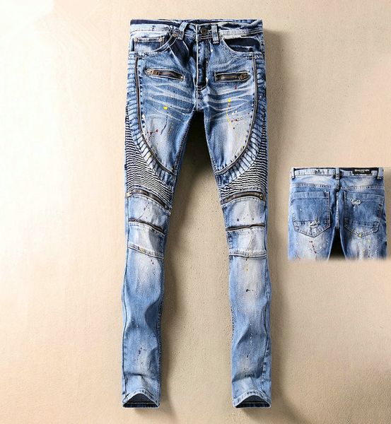 2020 balman luxury designer mens jeans denim fashion brand pant hole bleached knee zipper mens motorcycle bike jeans designer pant, Blue
2020 balman luxury designer mens jeans denim fashion brand pant hole bleached knee zipper mens motorcycle bike jeans designer pant, Blue