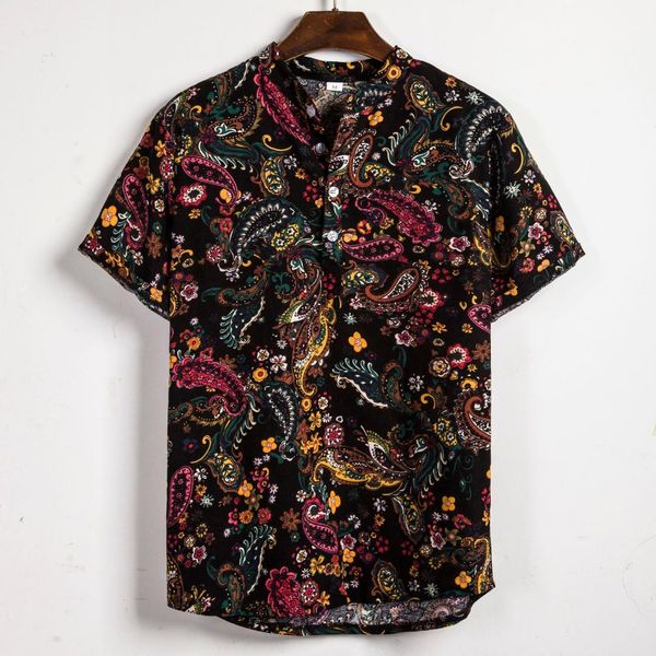 paisley print short sleeve men shirt vacation beach wear, White;black 
paisley print short sleeve men shirt vacation beach wear, White;black