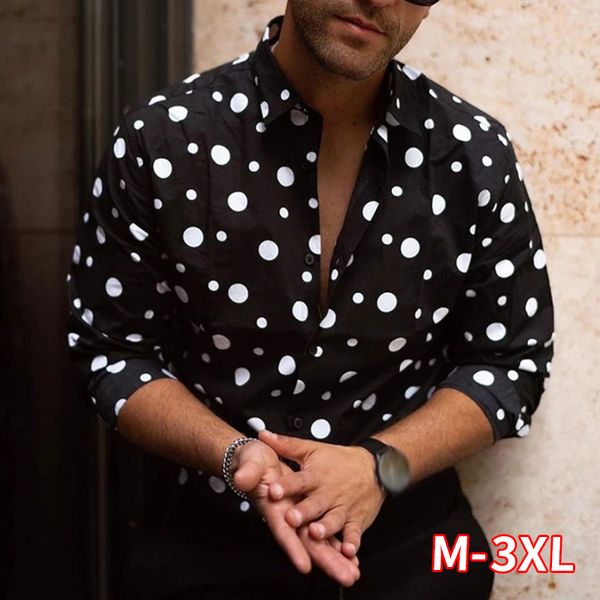 men slim big polka dot long sleeve shirts business leisure casual buttons hombre plus size -3xl, White;black
men slim big polka dot long sleeve shirts business leisure casual buttons hombre plus size -3xl, White;black
