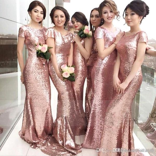 2019 new rose pink sheath long bridesmaid dresses short sleeves jewel neck bridesmaid gowns sequins beach wedding party gowns 1053, White;pink
2019 new rose pink sheath long bridesmaid dresses short sleeves jewel neck bridesmaid gowns sequins beach wedding party gowns 1053, White;pink