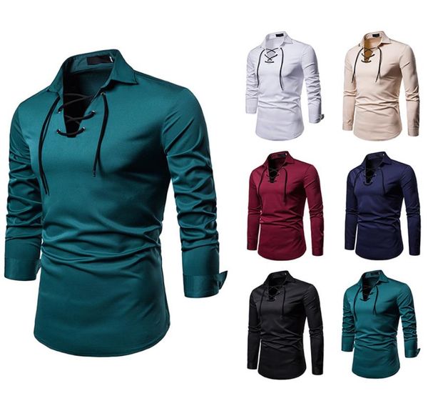 ms shoelace-up design shirt men long sleeve retro vintage man casual pullover lapel collar solid color man belt shirts a88, White;black
ms shoelace-up design shirt men long sleeve retro vintage man casual pullover lapel collar solid color man belt shirts a88, White;black