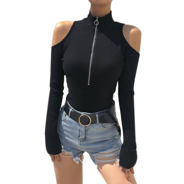 new style half-high collar zipper long-sleeve female t-shirt strapless jumpsuit women jumpsuit, White
new style half-high collar zipper long-sleeve female t-shirt strapless jumpsuit women jumpsuit, White