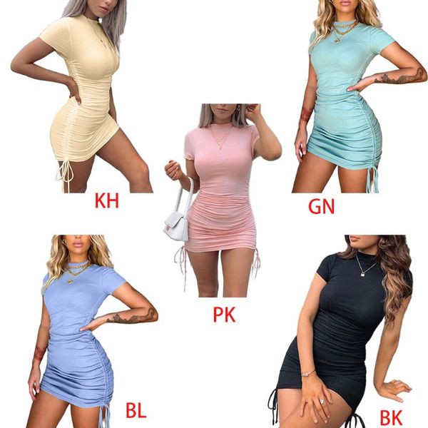 women bodycon mini dress summer short sleeve solid color side ruched drawstring ribbed knit o-neck party clubwear sundress, Black;gray
women bodycon mini dress summer short sleeve solid color side ruched drawstring ribbed knit o-neck party clubwear sundress, Black;gray