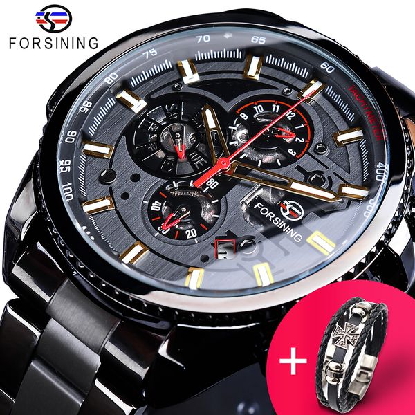 forsining watch + bracelet set combination 2019 black clock steampunk complete calendar mens sports mechanical automatic watches, Slivery;brown
forsining watch + bracelet set combination 2019 black clock steampunk complete calendar mens sports mechanical automatic watches, Slivery;brown