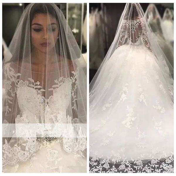 2019 luxurious lace appliques beaded crystals ball gown wedding dresses long sleeves formal buttons back church long bridal gowns vestidos, White
2019 luxurious lace appliques beaded crystals ball gown wedding dresses long sleeves formal buttons back church long bridal gowns vestidos, White