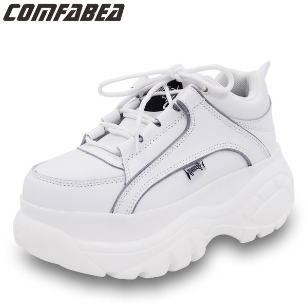 comfabea women's shoes 2019 casual women platform sneakers winter shoes women thick sole creepers shoe, Black