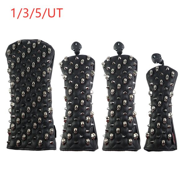 nrc golf head covers for #1 driver #3 #5 fairway woods clubs headcovers & interchangeable no. tag - black skull rivets
nrc golf head covers for #1 driver #3 #5 fairway woods clubs headcovers & interchangeable no. tag - black skull rivets