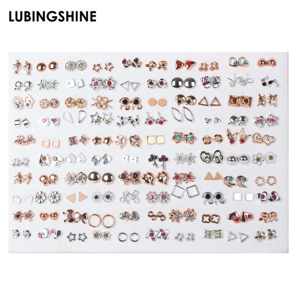 100pair/set mix style gold silver color flower stud earring set crystal bowknot heart earrings for women girl fashion jewelry, Golden;silver
100pair/set mix style gold silver color flower stud earring set crystal bowknot heart earrings for women girl fashion jewelry, Golden;silver