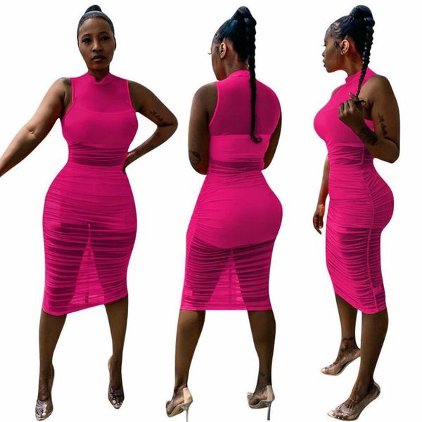 casual dresses summer female solid fluorescent green sleeveless mesh sheer dress women round neck vestido midi sundresses, Black;gray
casual dresses summer female solid fluorescent green sleeveless mesh sheer dress women round neck vestido midi sundresses, Black;gray