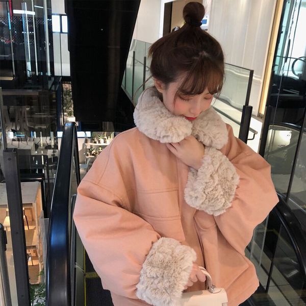 winter 2019 soft cute faux rabbit fur pink fur collar cotton-padded jacket women's winter korean version of loose short tide brand, Black;brown
winter 2019 soft cute faux rabbit fur pink fur collar cotton-padded jacket women's winter korean version of loose short tide brand, Black;brown