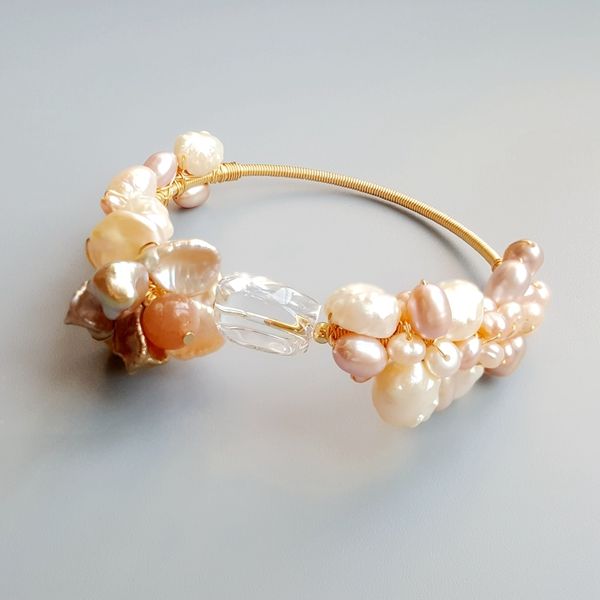 liiji genuine sunstone clear quartz freshwater pearl unique bracelet handmade jewelry open bangle for women gift drop shipping, Black
liiji genuine sunstone clear quartz freshwater pearl unique bracelet handmade jewelry open bangle for women gift drop shipping, Black