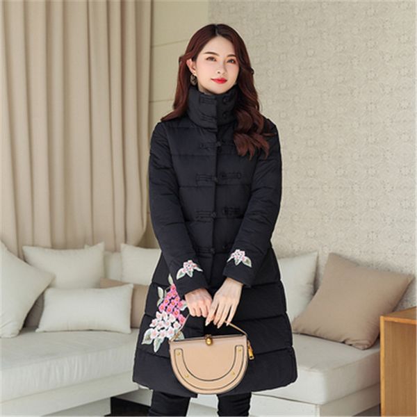 invierno grueso de algodón para mujer sección larga 2019 nuevo viento nacional bordado chaqueta de algodón cuello hebilla, Black
invierno grueso de algodón para mujer sección larga 2019 nuevo viento nacional bordado chaqueta de algodón cuello hebilla, Black