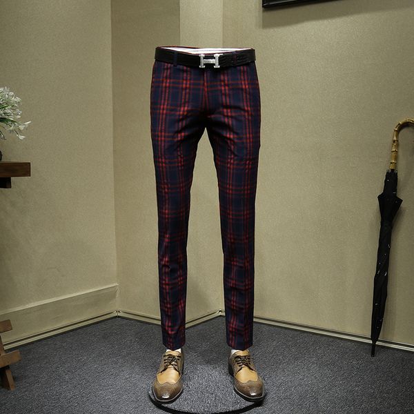 mens dress pants red wedding groom wear slim fit office pants men plaid korean style fashion business man trousers, White;black
mens dress pants red wedding groom wear slim fit office pants men plaid korean style fashion business man trousers, White;black