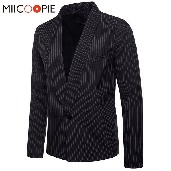 business formal men suit blazer jacket plus size striped double buttons slim fit blaser masculino longer turndown collar blazers, White;black
business formal men suit blazer jacket plus size striped double buttons slim fit blaser masculino longer turndown collar blazers, White;black