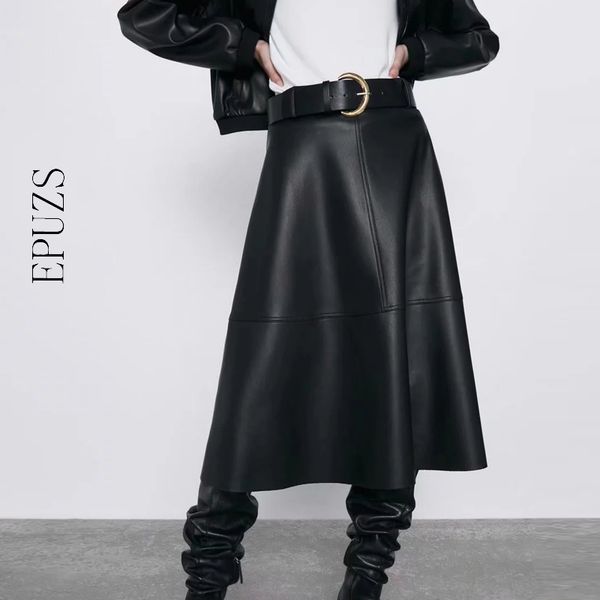 vintage belt pu leather skirts womens high waist midi skirt streetwear casual office pleated black skirt full winter 2019
vintage belt pu leather skirts womens high waist midi skirt streetwear casual office pleated black skirt full winter 2019
