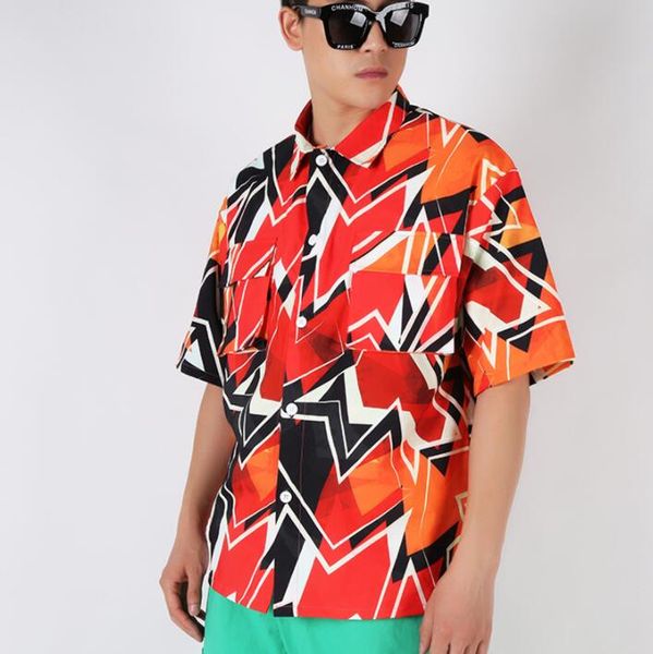 fashion summer shirt men short sleeve shirt geometry cool hip hop loose mens personality stage singer b629, White;black
fashion summer shirt men short sleeve shirt geometry cool hip hop loose mens personality stage singer b629, White;black