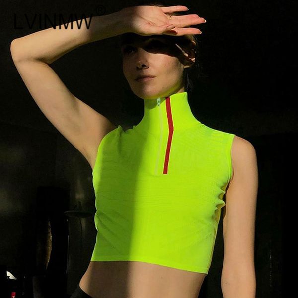 lvinmw sleeveless stand collar zipper fluorescent green crop 2020 summer women patchwork fashion elastic fit sports, White
lvinmw sleeveless stand collar zipper fluorescent green crop 2020 summer women patchwork fashion elastic fit sports, White