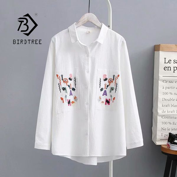 autumn women floral embroidery pockets cotton white shirt long sleeve casual blouse plus size 4xl feminina blusa t06618f
autumn women floral embroidery pockets cotton white shirt long sleeve casual blouse plus size 4xl feminina blusa t06618f