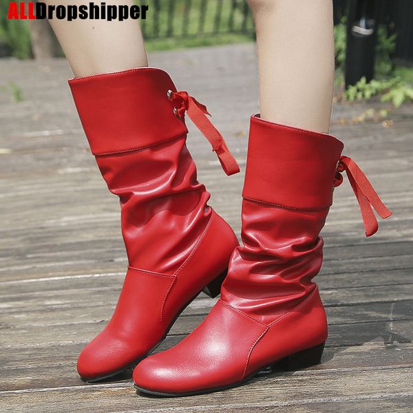 43 plus size pu leather mid boots women's boots autumn winter new round head bow casual leather shoes western, Black
43 plus size pu leather mid boots women's boots autumn winter new round head bow casual leather shoes western, Black