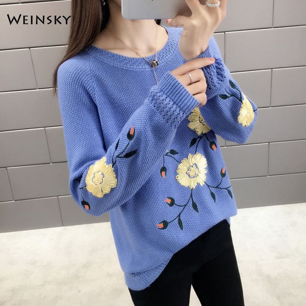 women knitted sweater and pullovers full sleeve korean fashion style embroidery floral sweaters winter and autumn 2019 new, White;black
women knitted sweater and pullovers full sleeve korean fashion style embroidery floral sweaters winter and autumn 2019 new, White;black