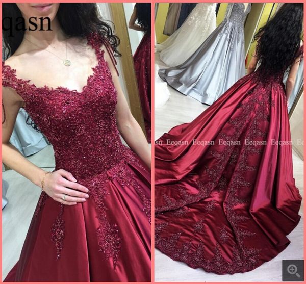 robe de soiree burgundy satin lace appliques ball gown prom dresses beaded sequins with pearls princess puffy prom gowns selling, Black
robe de soiree burgundy satin lace appliques ball gown prom dresses beaded sequins with pearls princess puffy prom gowns selling, Black