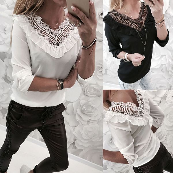 euro fashion women clothing style long sleeveless v-neck lace patchwork blouse women spring casual blouse ship, White
euro fashion women clothing style long sleeveless v-neck lace patchwork blouse women spring casual blouse ship, White